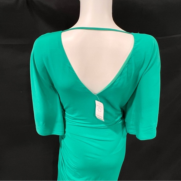 Bebe Winged Sleeve Green Dress with Cutout Back - Picture 2 of 6